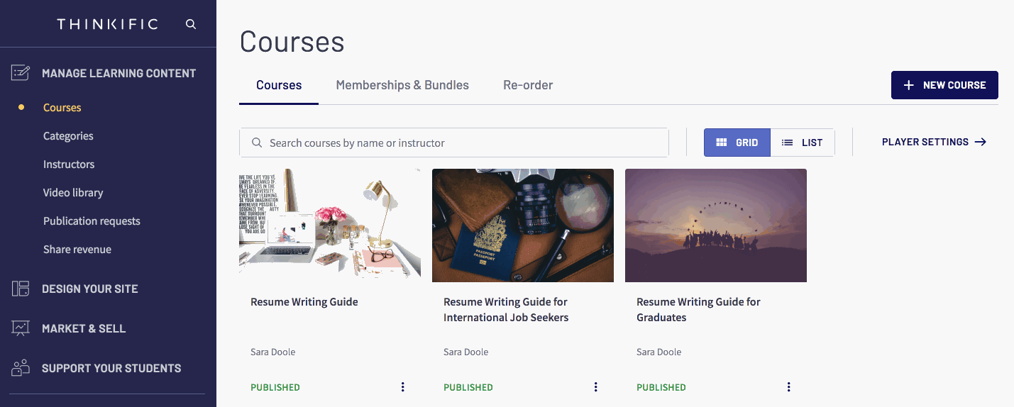 Thinkific course builder