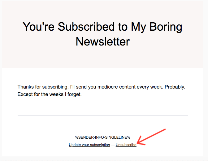 Bad Welcome Email Example