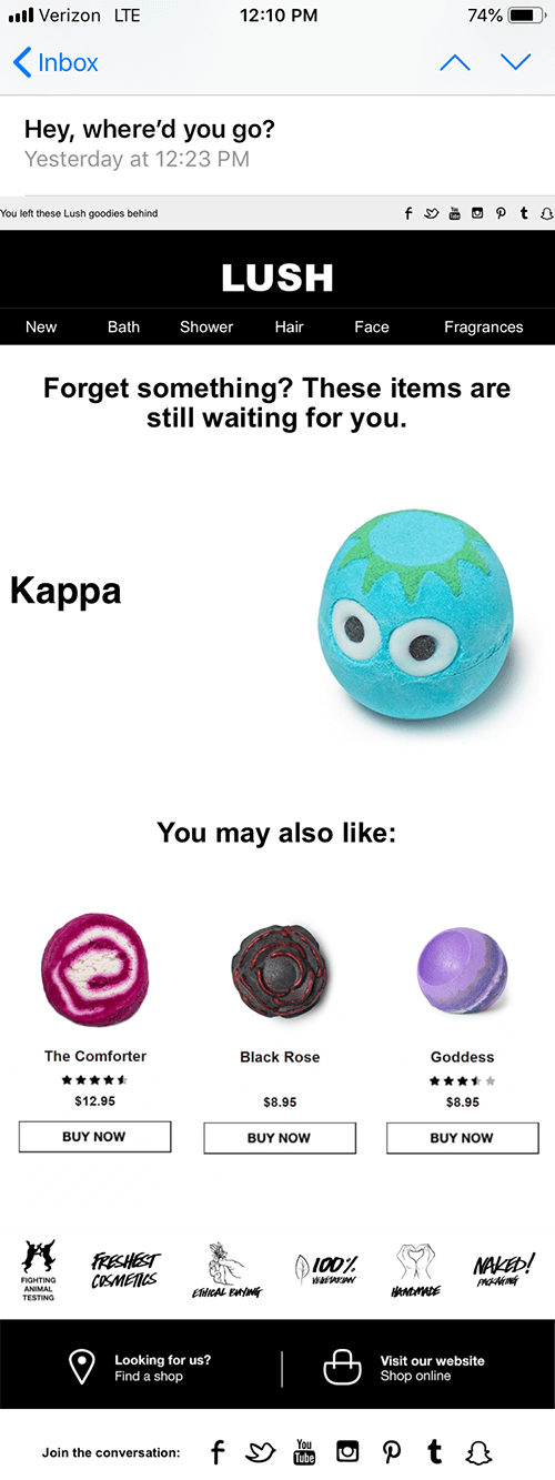 LUSH mobile email